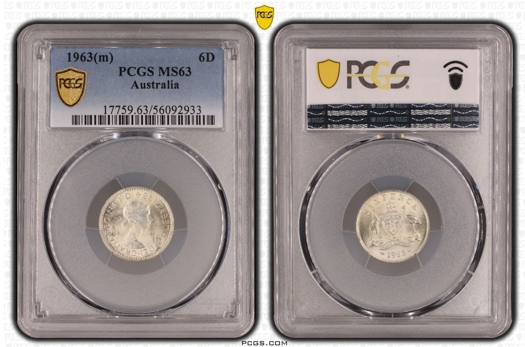 1963-M Australian Threepence PCGS Grade: MS63