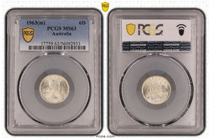 1963-M Australian Threepence PCGS Grade: MS63