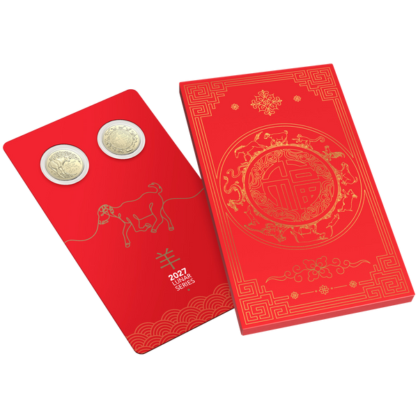 2027 Lunar Year of the Goat 2-Coin $1 Uncirculated Coin Set