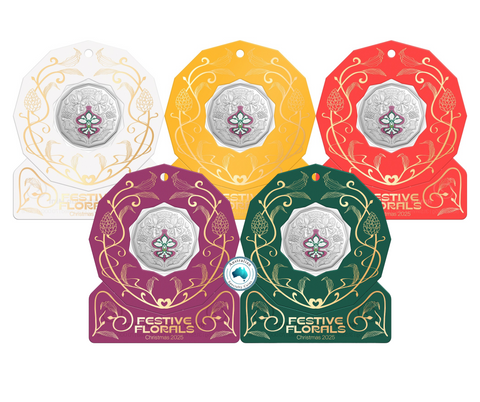 2025 Christmas Decoration 'Festive Florals' 50c Silver Uncirculated Coin