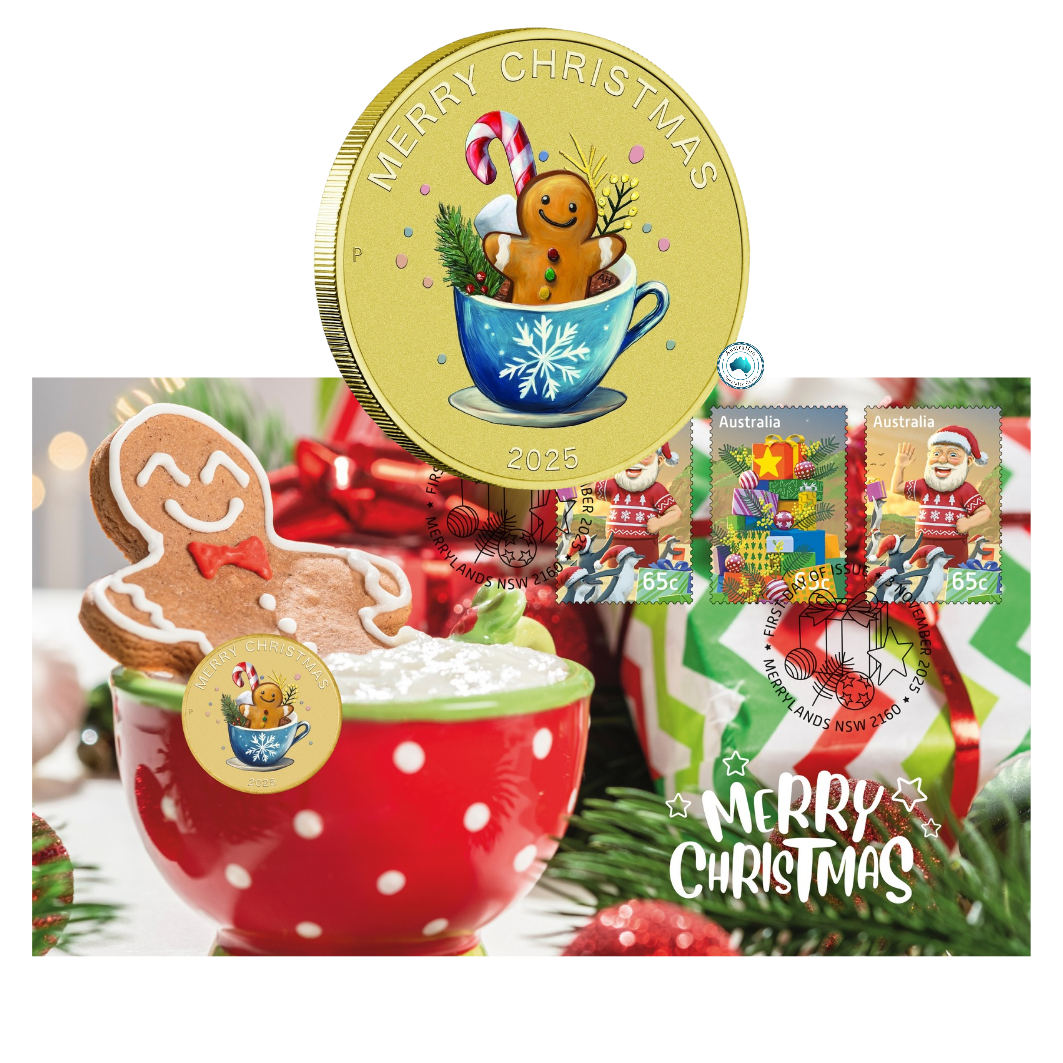 2025 Merry Christmas 'Gingerbread Man' $1 Coloured Coin PNC