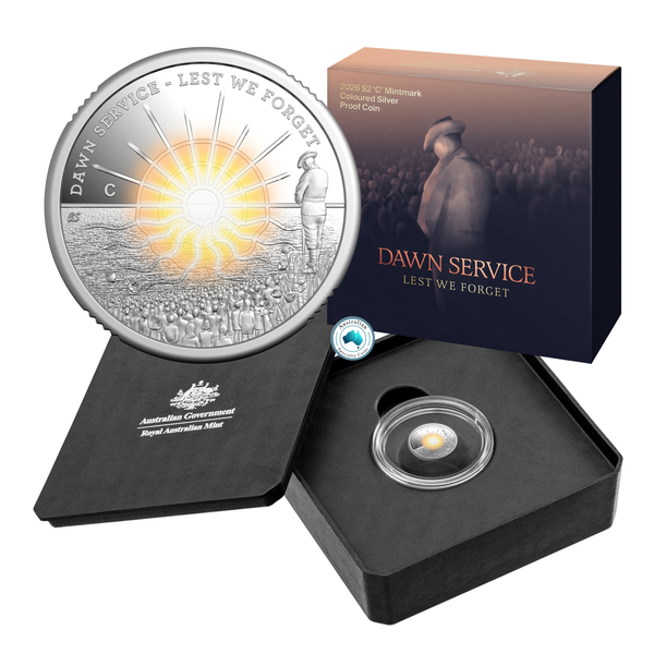 2026 Dawn Service $2 'C' Mintmark Coloured Silver Proof Coin