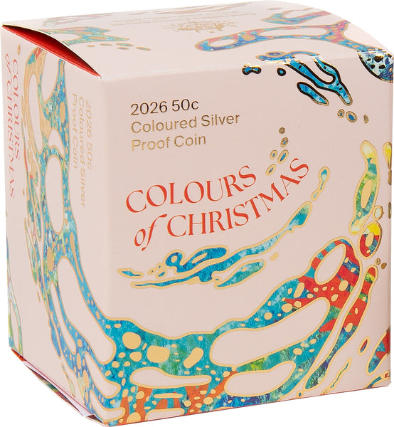 2026 Christmas Decoration 'Colours of Christmas' 50c Coloured Silver Proof Coin