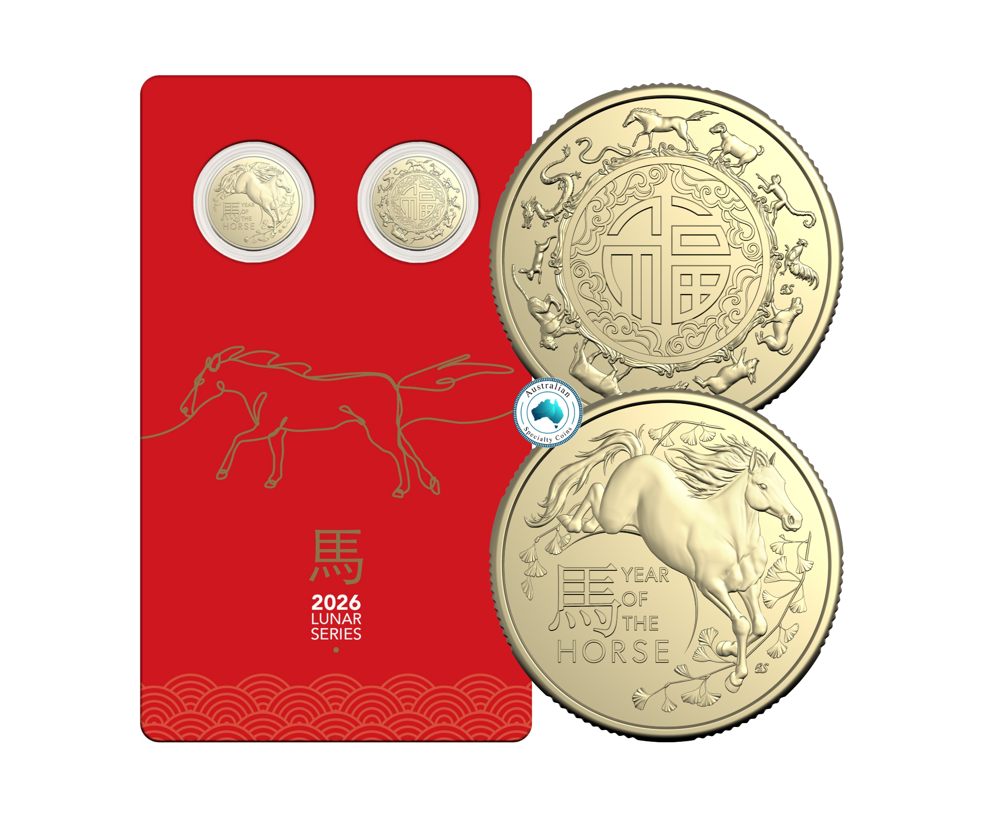 2026 Lunar Year of the Horse 2-Coin $1 Set UNC