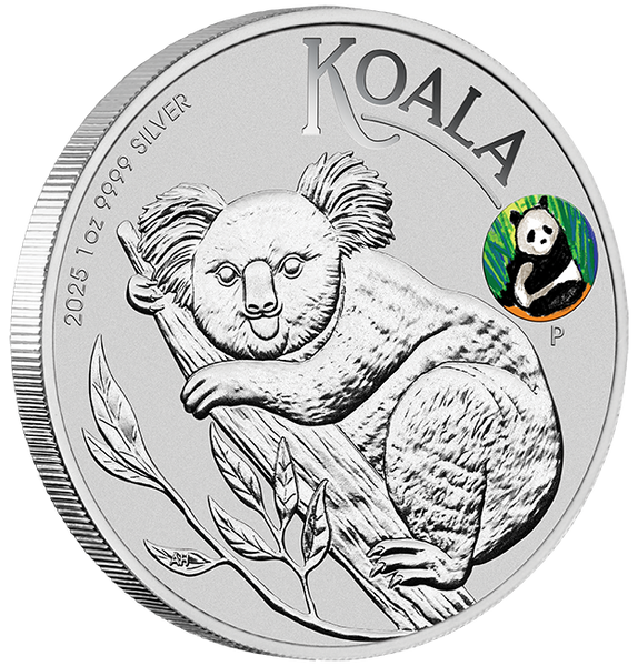 2025 Australian Koala with Panda Privy 1oz Silver Coloured Coin