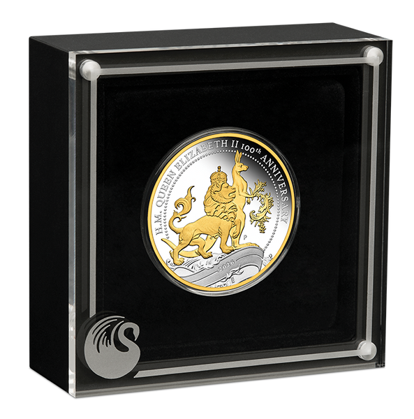 2026 Queen Elizabeth II 100th Birthday Florin 1oz Fine Silver Proof Gilded Coin