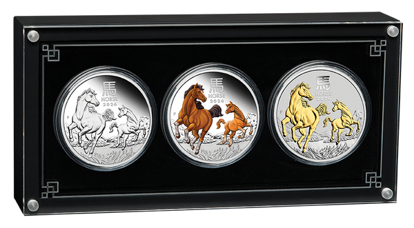 2026 Australian Lunar Series III Year of the Horse 1oz Silver Trio