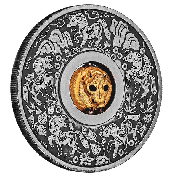 2026 Year of the Horse Rotating Charm 1oz Silver Antiqued Coin