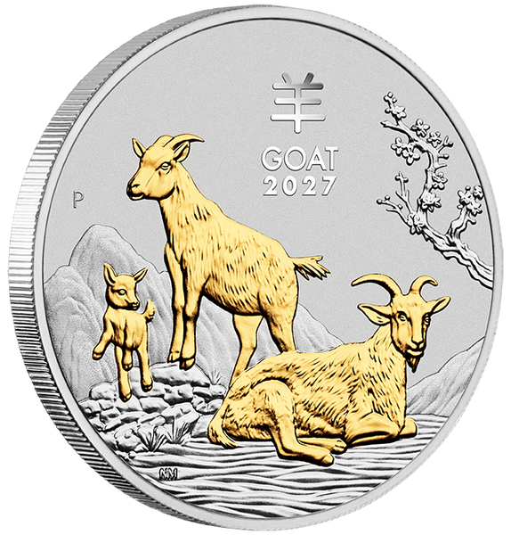 2027 Australian Lunar Series III Year of the Goat 1oz Silver Trio