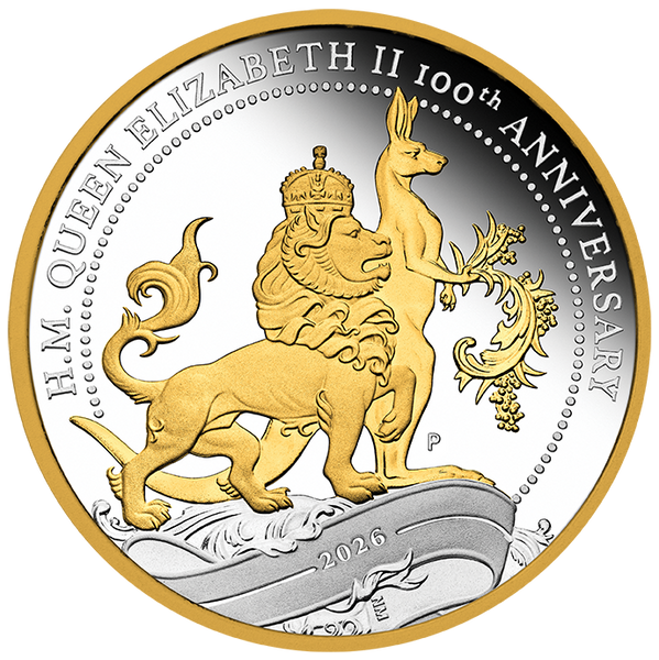 2026 Queen Elizabeth II 100th Birthday Florin 1oz Fine Silver Proof Gilded Coin