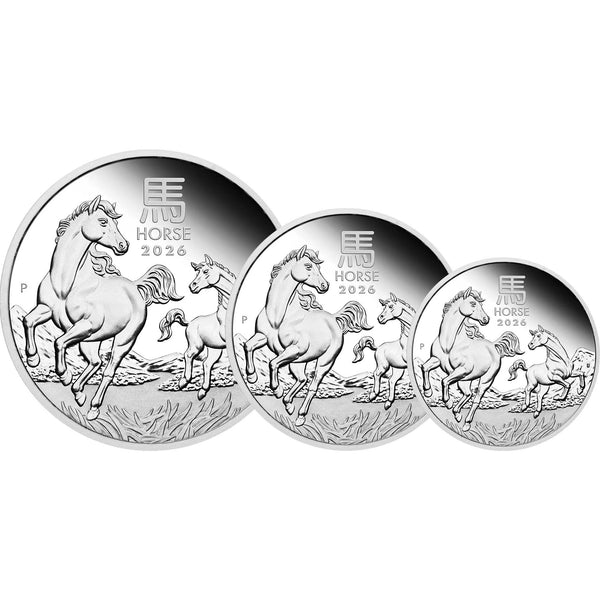 2026 Australian Lunar Series III Year of the Horse Silver Coin Trio