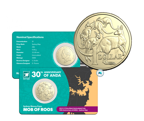 2025 Sydney Money Expo $1 Mob of Roos with Privy Mark