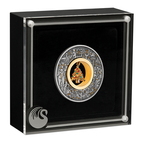 2025 Christmas 'Santas Workshop' 2oz Silver Antiqued Coloured Coin