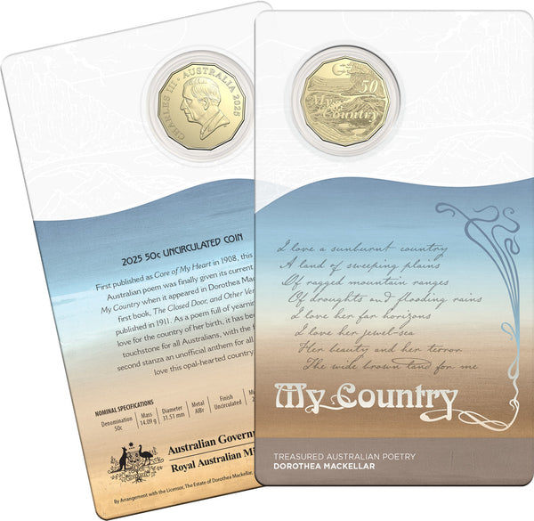2025 Australia Dorothea Mackellar 50c Uncirculated 3-Coin Collection