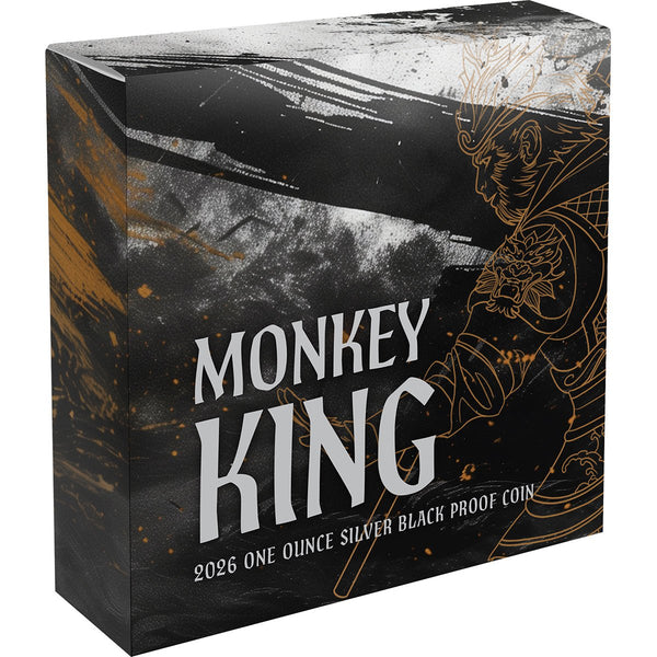 2026 Monkey King $1 Gold-plated 1oz Silver Black Proof Coin