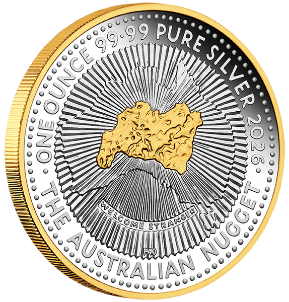 2026 Australian Nugget 40th Anniversary 1oz Silver Proof Gilded Coin