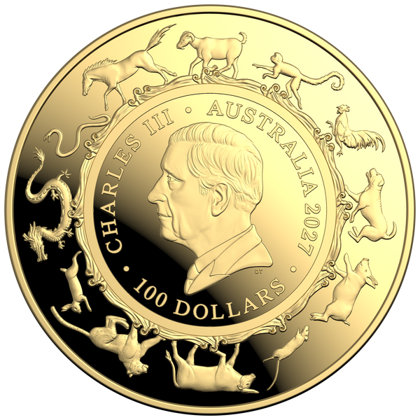 2027 Year of the Goat $5 Domed Fine Gold Proof Coin