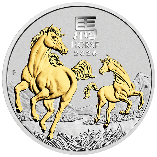 2026 Year of the Horse 1oz Gilded Silver Proof Coin