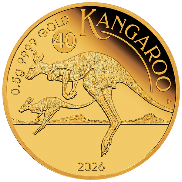 2026 Mini Roo 0.5g Gold $2 Proof Coin on Card