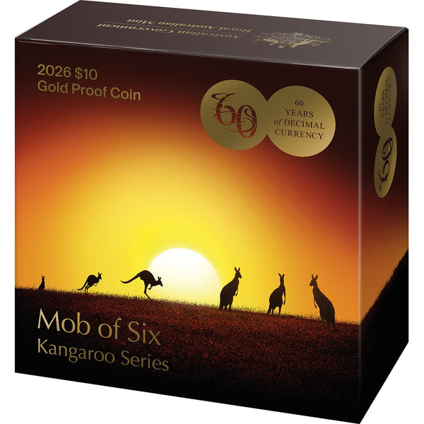 2026 Kangaroo Series - Mob Of Six Roos 1/10oz Gold Proof Coin