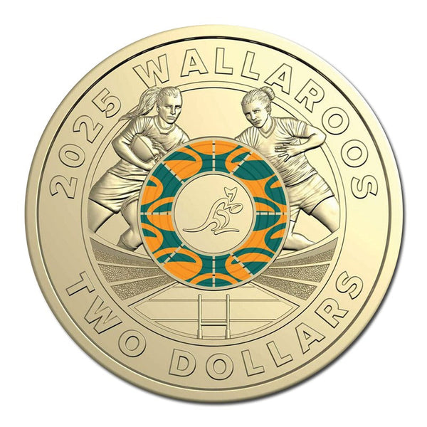 2025 Wallabies & Wallaroos $2 Coloured 2-Coin Set on Card