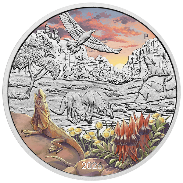 2026 Wonders of Australia 'The Outback' 1oz Coloured Silver Coin on Card