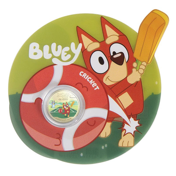 2026 Bluey Cricket $1 Coloured Coin on Card