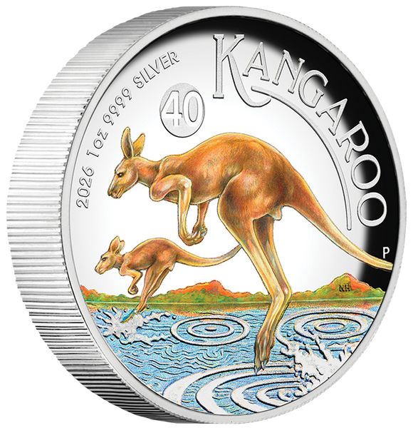 2026 Australian Kangaroo $1 Coloured 1oz Silver Proof High Relief Coin