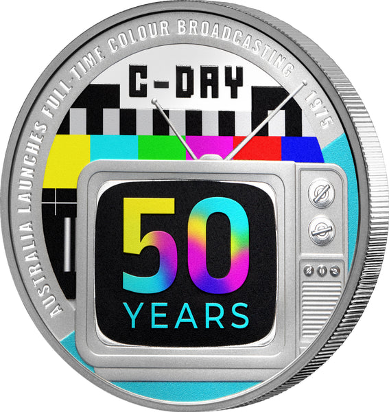 2025 Colour Television in Australia 1oz Silver Coloured Proof Coin