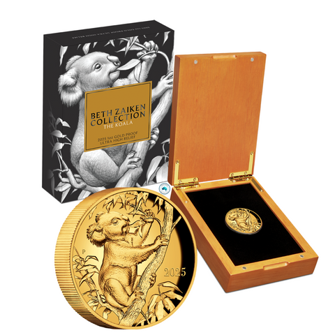 2025 Beth Zaiken Collection The Koala 1oz Gold Proof Ultra High Relief Coin