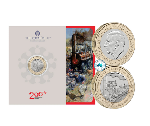 2025 The Modern Railway UK 200 Years £2 Brilliant Uncirculated Coin on Card