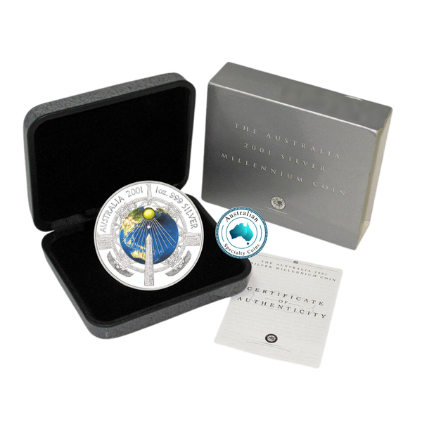 2001 Australia Millennium 1oz Silver Coloured Proof Coin