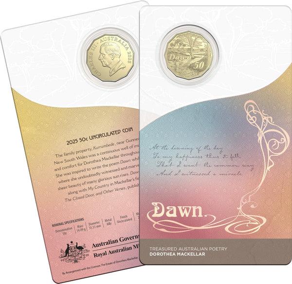 2025 Australia Dorothea Mackellar 50c Uncirculated 3-Coin Collection