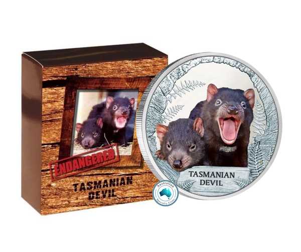 2013 Endangered Species 'Tasmanian Devil' 1oz Silver Coloured Proof Coin