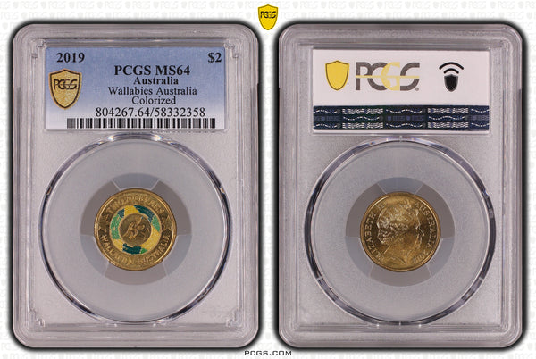2019 Australian Wallabies $2 PCGS MS64