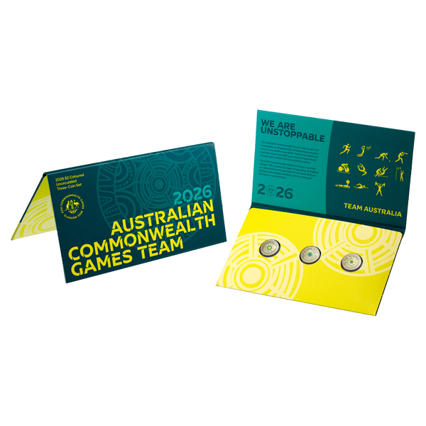 2026 Australia Commonwealth Games Team $2 Colour Aluminium-Bronze 3-Coin Uncirculated Set