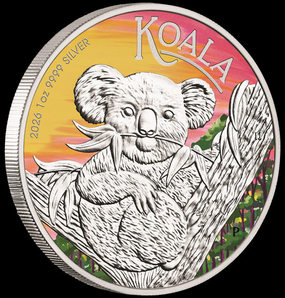 2026 Auatralian Koala 1oz Silver Coloured Coin on Card (Brisbane Money Expo)