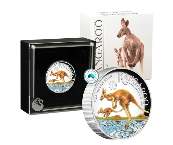 2026 Australian Kangaroo $1 Coloured 1oz Silver Proof High Relief Coin