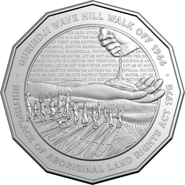 2026 Wave Hill Walk Off 60th Anniversary & Aboriginal Land Rights 50th Anniversary 50c Uncirculated Carded Coin