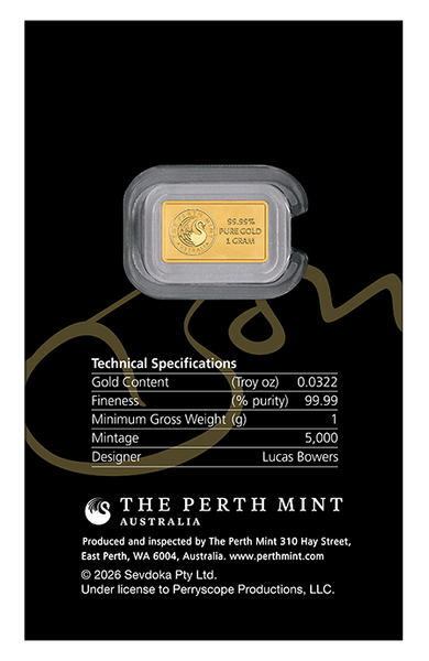 2026 Bon Scott 80th Anniversary 1g Gold Minted Bar in Certi Card