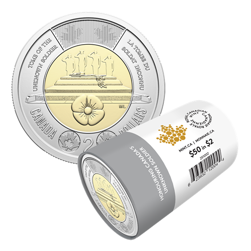 2025 Honouring Canada's Lost Soldier $2 Special Wrap Roll (Non-Coloured) - Includes Protective Tube