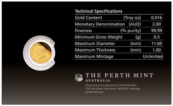 2026 Mini Roo 0.5g Gold $2 Proof Coin on Card