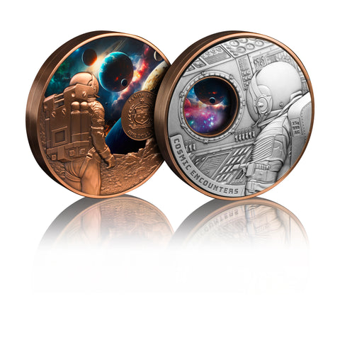 COSMIC ENCOUNTERS $1 Rotating Silver and Copper bimetal antiqued coin 2025