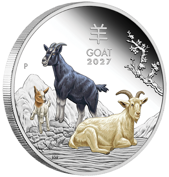 2027 Australian Lunar Series III Year of the Goat 1oz Silver Trio
