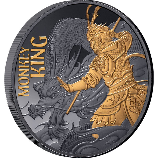 2026 Monkey King $1 Gold-plated 1oz Silver Black Proof Coin