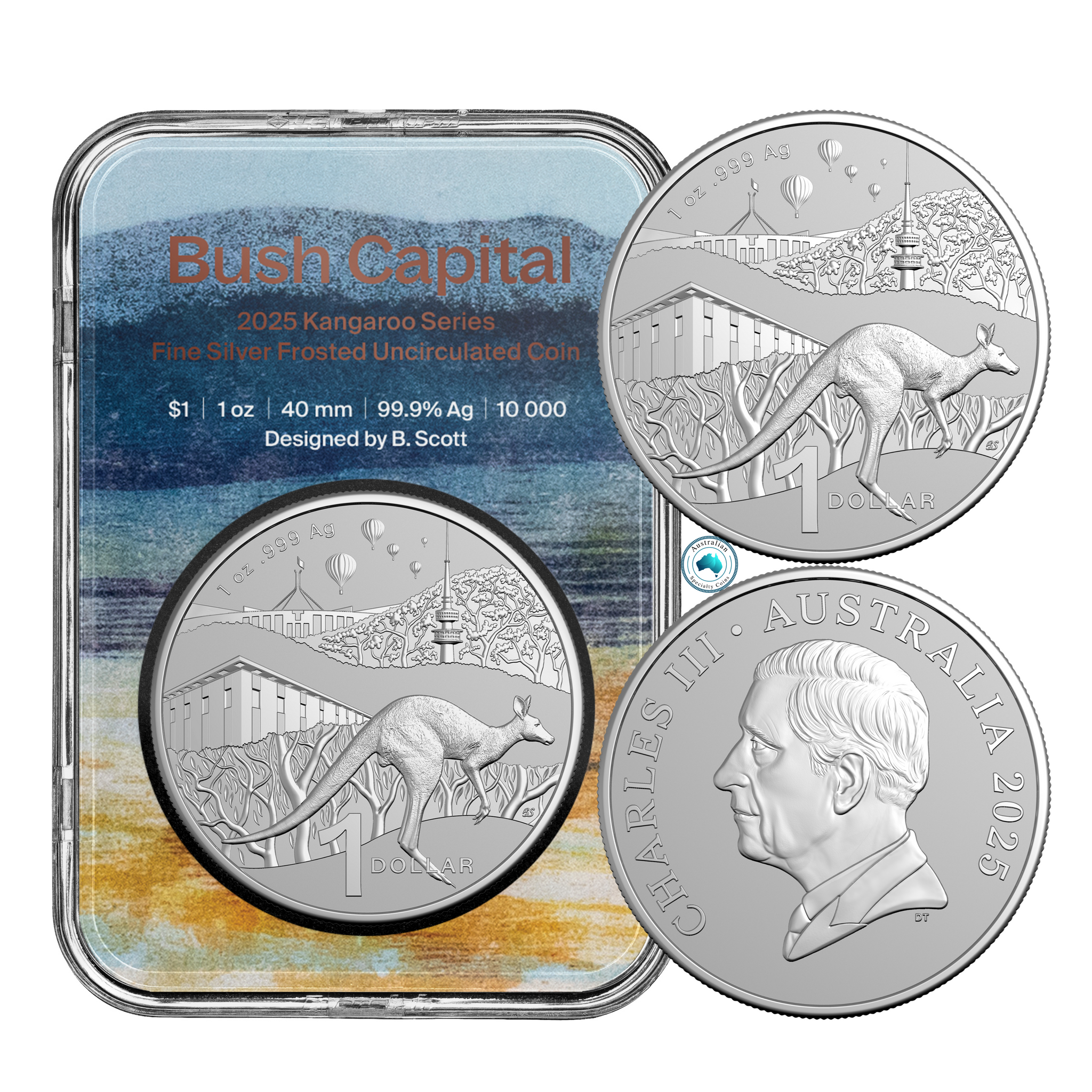 2025 Kangaroo Series 1 oz Fine Silver Frosted Uncirculated Coin