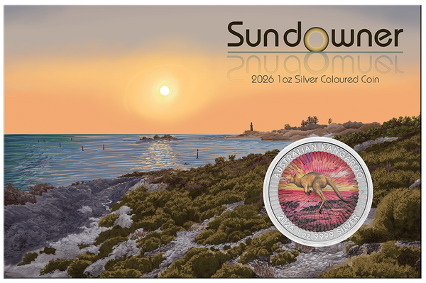 2026 Kangaroo Series 'Red Kangaroo' 1oz Silver Coloured Coin on Card
