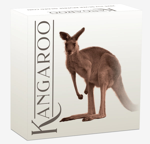 2025 Australian Kangaroo $2 Gold-plated 2oz Silver Proof Coin