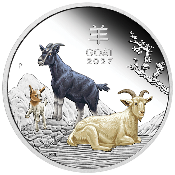 2027 Australian Lunar Series III Year of the Goat 1oz Silver Trio