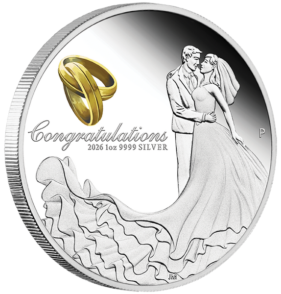 2026 Wedding 1oz Gold Gilded Silver Proof Coin